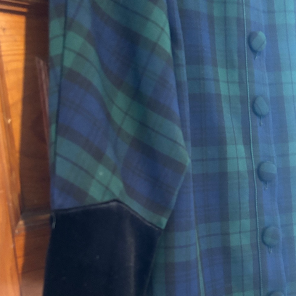Alexia Admor Navy and Green Glen Plaid Velvette  Dress With Black Velvet Trim - Picture 4 of 6